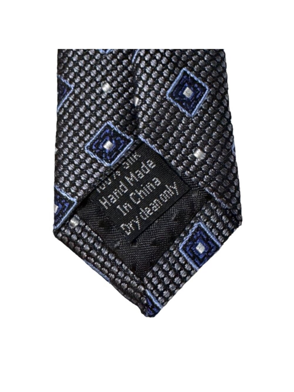 Mens Wearhouse Pronto Uomo Platinum Tie Gray & Blue Diamond Pattern Handmade 60" - Picture 5 of 10